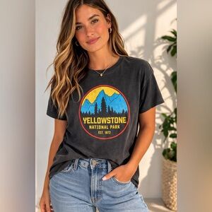 Vintage Yellowstone National Park Graphic Shirt Boyfriend Oversized Travel